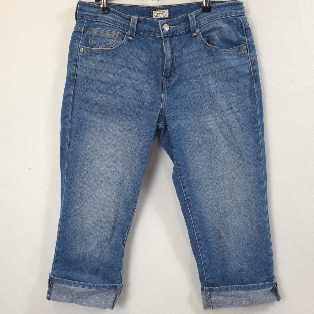 Levi's 515 Capri Jeans Cuffed Medium Wash Women 8 Casual Americana Everyday